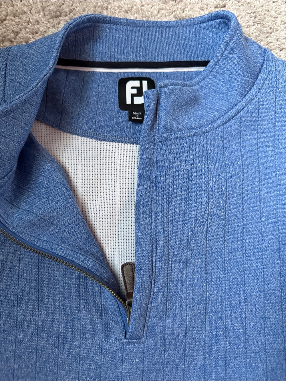 FootJoy Men's Light Blue Half-Zip Quilted Shirt Jacket